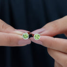 Bezel Set Round Peridot Solitaire Stud Earrings Peridot - ( AAA ) - Quality - Rosec Jewels