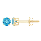 Swiss Blue Topaz Solitaire Stud Earrings in 4 Prong Setting Swiss Blue Topaz - ( AAA ) - Quality - Rosec Jewels