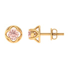 Solitaire Morganite Flower Stud Earrings Morganite - ( AAA ) - Quality - Rosec Jewels