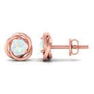 4 MM Round Ethiopian Opal Solitaire Gold Swirl Stud Earrings in Prong Setting Ethiopian Opal - ( AAA ) - Quality - Rosec Jewels