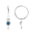 Bezel Set London Blue Topaz and Moissanite Hoop Drop Earrings in Gold London Blue Topaz - ( AAA ) - Quality - Rosec Jewels