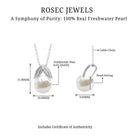 Freshwater Pearl Solitaire Pendant with Leaf Freshwater Pearl - ( AAA ) - Quality - Rosec Jewels