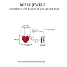 Created Ruby Devil Heart Necklace with Moissanite Lab Created Ruby - ( AAAA ) - Quality - Rosec Jewels