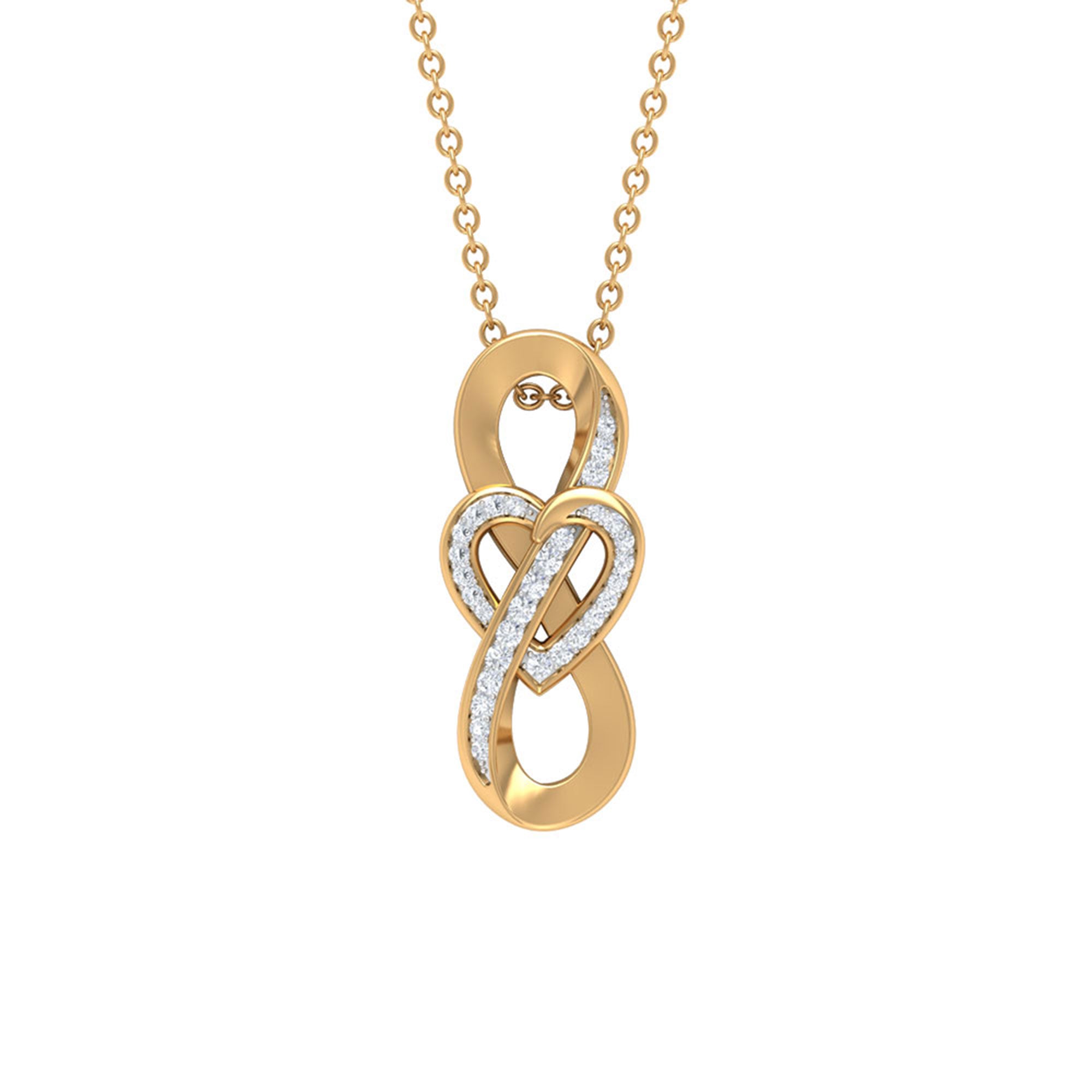 Infinity Heart Necklace with Diamond Accents Diamond - ( HI-SI ) - Color and Clarity - Rosec Jewels