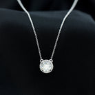 Certified Moissanite Halo Silver Pendant Necklace in Prong Setting - Rosec Jewels