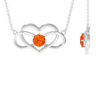 Solitaire Orange Sapphire Infinity Heart Necklace Orange Sapphire - ( AAA ) - Quality - Rosec Jewels