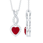 6 MM Heart Shape Ruby Infinity Dangle Pendant with Diamond Ruby - ( AAA ) - Quality - Rosec Jewels