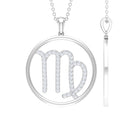 Certified Moissanite Virgo Zodiac Sign Pendant Necklace Moissanite - ( D-VS1 ) - Color and Clarity - Rosec Jewels