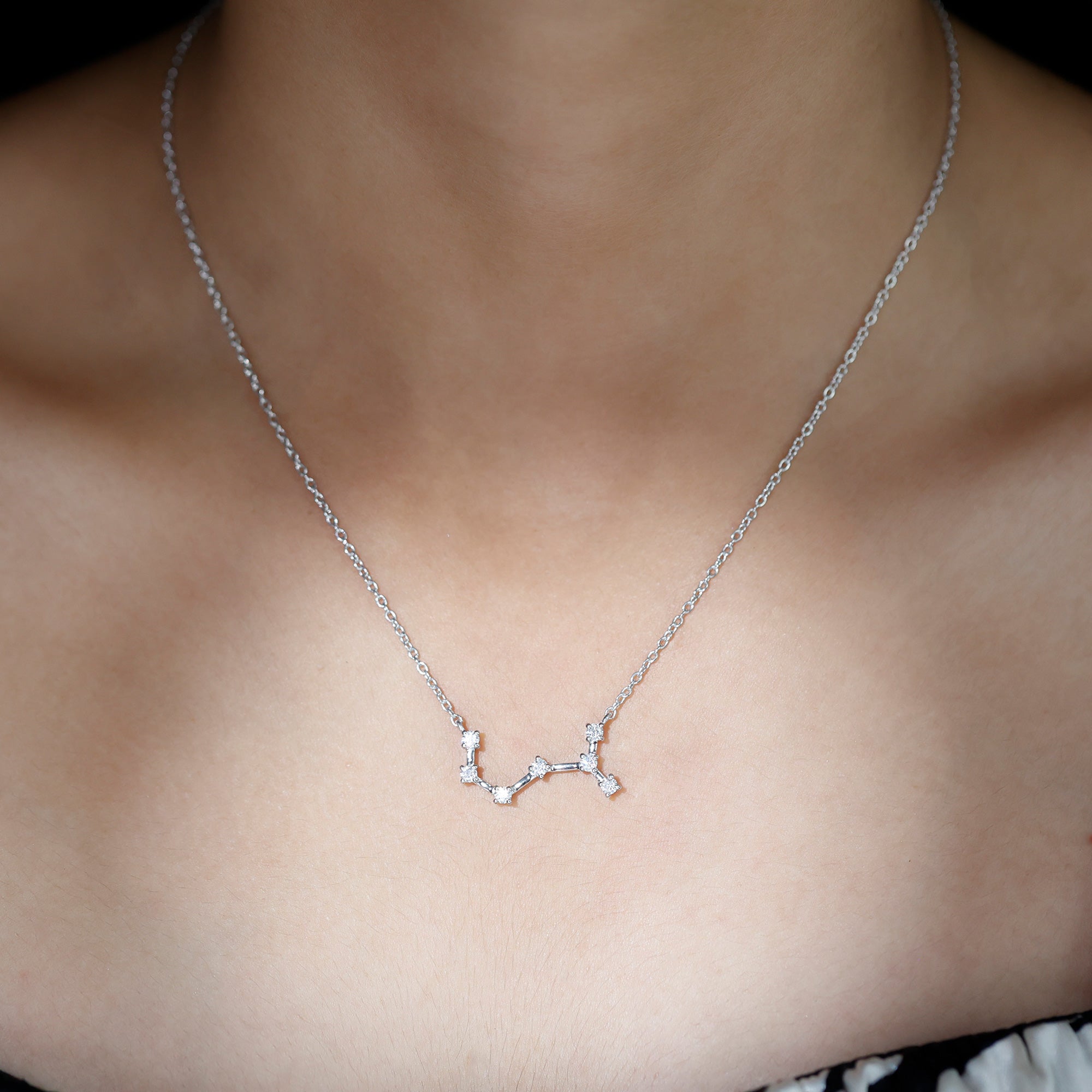 Certified Moissanite Scorpio Zodiac Constellation Necklace - Rosec Jewels