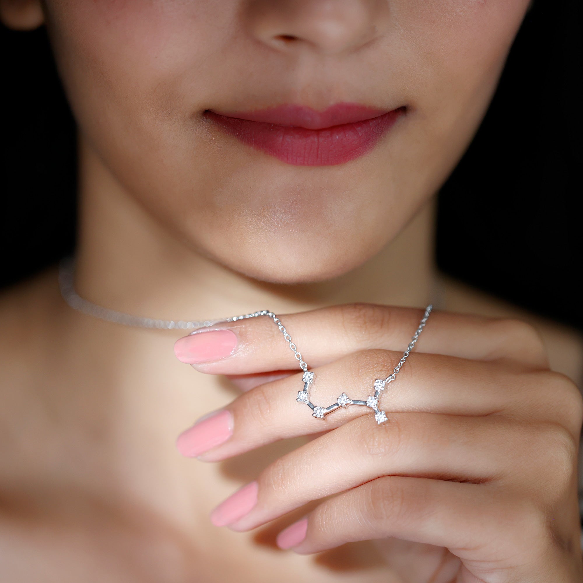 Certified Moissanite Scorpio Zodiac Constellation Necklace - Rosec Jewels