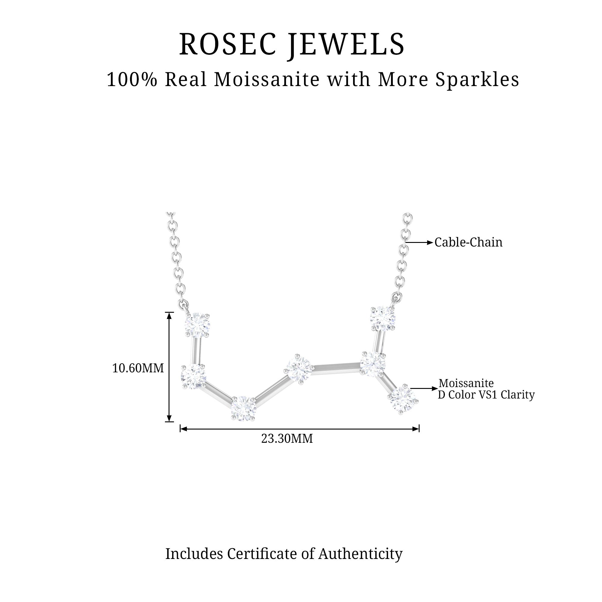 Moissanite Constellation Scorpio Zodiac Sign Necklace Moissanite - ( D-VS1 ) - Color and Clarity - Rosec Jewels