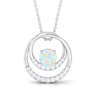 Natural Ethiopian Opal Double Circle Pendant Necklace with Diamond Ethiopian Opal - ( AAA ) - Quality - Rosec Jewels