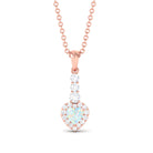 Ethiopian Opal Heart Pendant Necklace with Diamond Halo Ethiopian Opal - ( AAA ) - Quality - Rosec Jewels