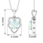 Heart Shape Ethiopian Opal Pendant Necklace with Diamond Ethiopian Opal - ( AAA ) - Quality - Rosec Jewels