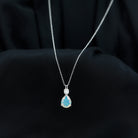 Simple Ethiopian Opal Teardrop Silver Pendant with Moissanite - Rosec Jewels