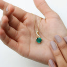 Cushion Cut Created Emerald Solitaire Infinity Pendant with Moissanite Lab Created Emerald - ( AAAA ) - Quality - Rosec Jewels