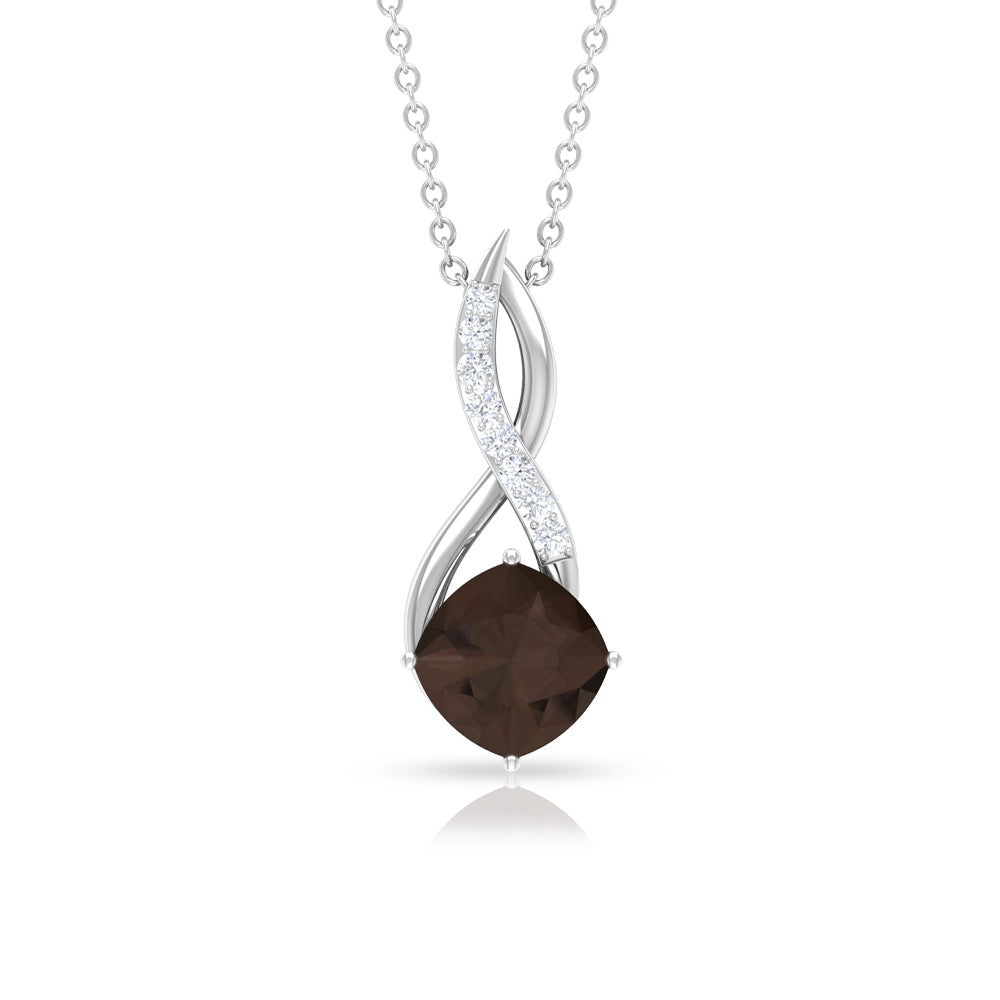 1.50 CT Solitaire Infinity Pendant with Smoky Quartz and Diamond Smoky Quartz - ( AAA ) - Quality - Rosec Jewels