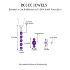 1.75 CT Amethyst Bar Necklace and Earring Set Amethyst - ( AAA ) - Quality - Rosec Jewels