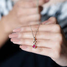 3/4 CT Created Ruby Teardrop Silver Infinity Pendant with Moissanite - Rosec Jewels