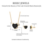 Lab Grown Black Diamond Heart Gothic Jewelry Set with Moissanite Lab Created Black Diamond - ( AAAA ) - Quality - Rosec Jewels