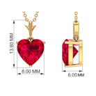 2 CT Heart Shape Created Ruby Solitaire Necklace in Gold Lab Created Ruby - ( AAAA ) - Quality - Rosec Jewels