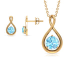 Aquamarine Solitaire and Gold Infinity Jewelry Set Aquamarine - ( AAA ) - Quality - Rosec Jewels