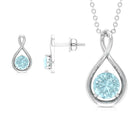 Sky Blue Topaz Solitaire and Gold Infinity Earrings and Necklace Set Sky Blue Topaz - ( AAA ) - Quality - Rosec Jewels