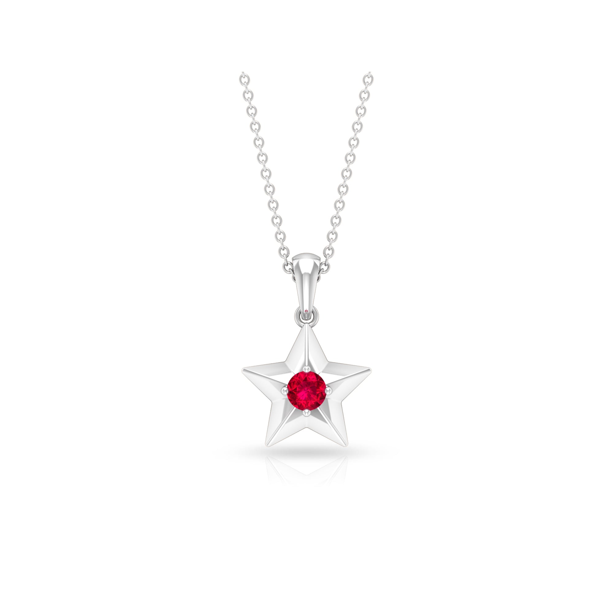 1/4 CT Lab Created Ruby and Gold Star Pendant Necklace Lab Created Ruby - ( AAAA ) - Quality - Rosec Jewels