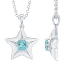 1/4 CT Sky Blue Topaz and Gold Star Pendant Necklace Sky Blue Topaz - ( AAA ) - Quality - Rosec Jewels