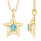 1/4 CT Sky Blue Topaz and Gold Star Pendant Necklace Sky Blue Topaz - ( AAA ) - Quality - Rosec Jewels