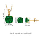 Lab Grown Emerald Solitaire Jewelry Set Lab Created Emerald - ( AAAA ) - Quality - Rosec Jewels