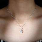 Freshwater Pearl and Moissanite Infinity Dangle Pendant - Rosec Jewels