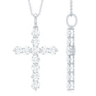 3.50 CT Moissanite Cross Pendant Necklace in Silver - Rosec Jewels