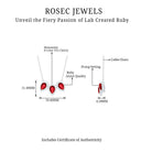 Three Pear Cut Created Ruby and Moissanite Halo Leaf Necklace Lab Created Ruby - ( AAAA ) - Quality - Rosec Jewels