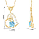 1.25 CT Aquamarine and Diamond Heart Drop Pendant Aquamarine - ( AAA ) - Quality - Rosec Jewels