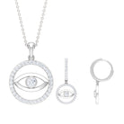 Moissanite Evil Eye Pendant Necklace and Earrings Set Moissanite - ( D-VS1 ) - Color and Clarity - Rosec Jewels