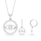 Moissanite Evil Eye Pendant Necklace and Earrings Set Moissanite - ( D-VS1 ) - Color and Clarity - Rosec Jewels