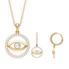 Moissanite Evil Eye Pendant Necklace and Earrings Set Moissanite - ( D-VS1 ) - Color and Clarity - Rosec Jewels