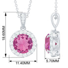 Pink Tourmaline and Moissanite Halo Pendant Necklace Pink Tourmaline - ( AAA ) - Quality - Rosec Jewels