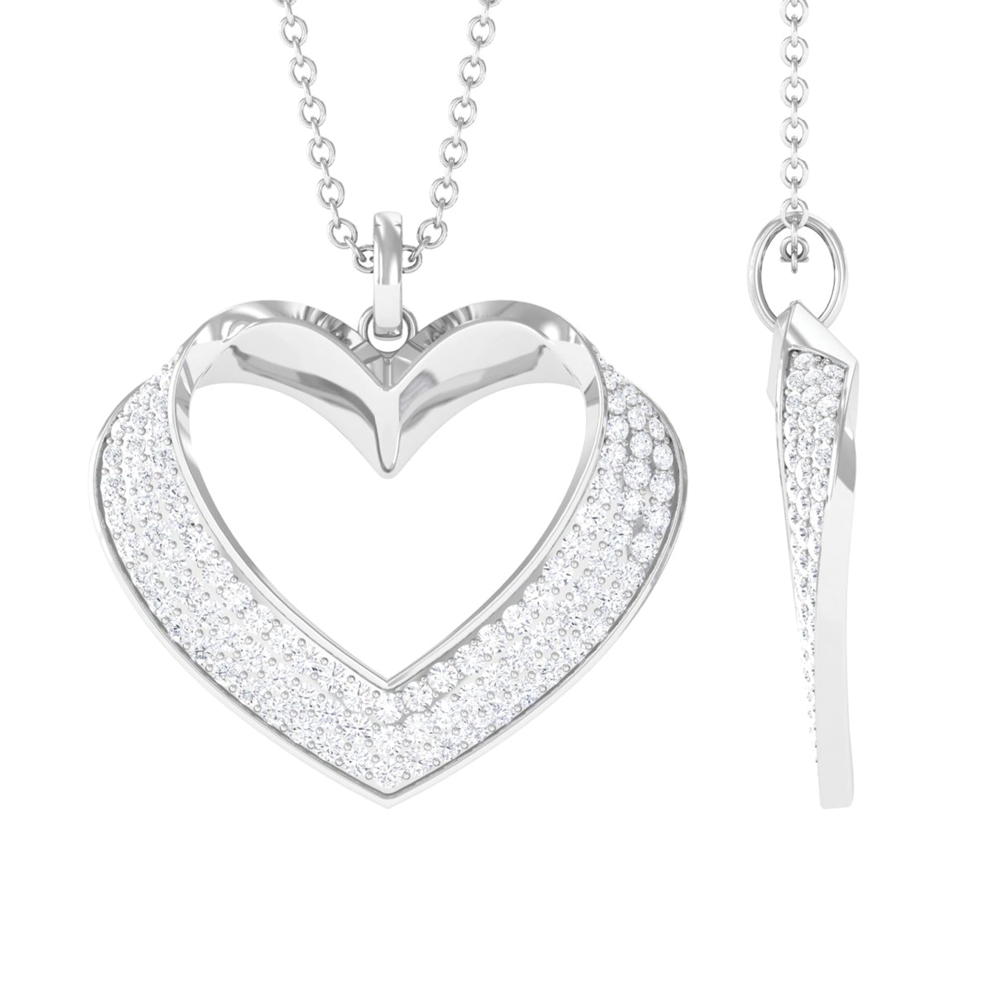 Moissanite Open Heart Bridal Pendant Necklace Moissanite - ( D-VS1 ) - Color and Clarity - Rosec Jewels