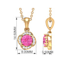 3/4 CT Pink Sapphire and Diamond Minimal Floral Pendant Pink Sapphire - ( AAA ) - Quality - Rosec Jewels