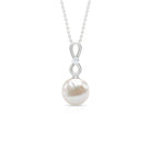 10 MM Round Freshwater Pearl Drop Infinity Pendant with Diamond Freshwater Pearl - ( AAA ) - Quality - Rosec Jewels