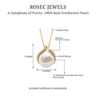 Rosec Jewels-11 CT Bead Set Freshwater Pearl Solitaire Pendant with Diamond