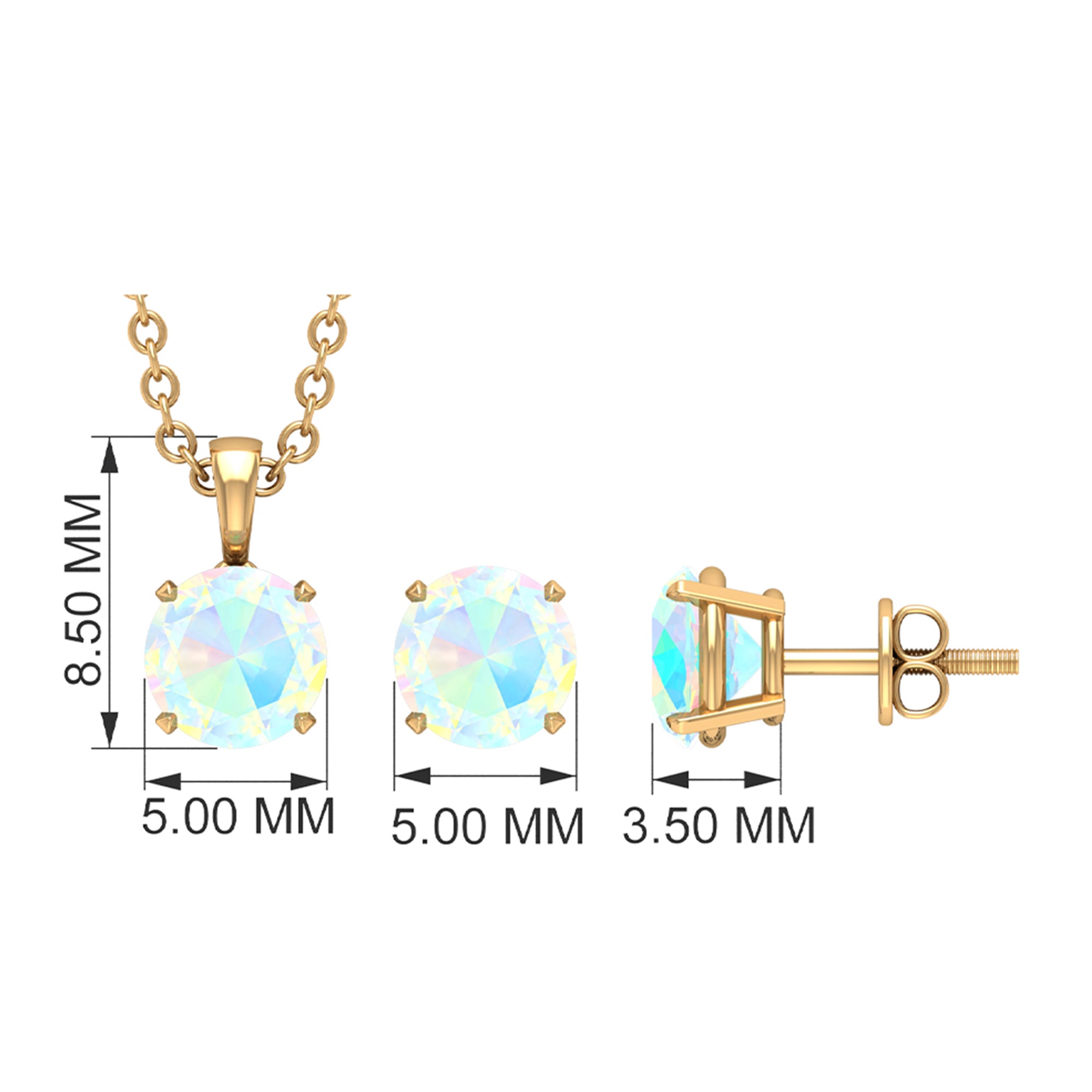 3/4 CT Round Cut Ethopian Opal Solitaire Jewelry Set Ethiopian Opal - ( AAA ) - Quality - Rosec Jewels