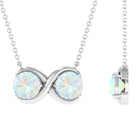 Ethiopian Opal Two Stone Infinity Pendant Necklace Ethiopian Opal - ( AAA ) - Quality - Rosec Jewels