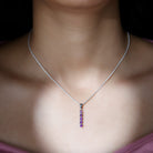 Natural Amethyst Bar Pendant Necklace Amethyst - ( AAA ) - Quality 92.5 Sterling Silver - Rosec Jewels