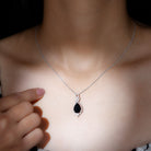 Black Spinel Teardrop Dangle Pendant with Moissanite Accent Black Spinel - ( AAA ) - Quality - Rosec Jewels