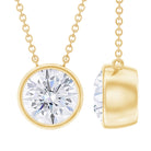 2 CT Certified Moissanite Solitaire Necklace in Bezel Setting Moissanite - ( D-VS1 ) - Color and Clarity - Rosec Jewels