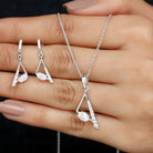 Certified Moissanite Triangle Jewelry Set Moissanite - ( D-VS1 ) - Color and Clarity - Rosec Jewels