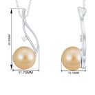 Round South Sea Pearl Leaf Pendant with Moissanite South Sea Pearl - ( AAA ) - Quality - Rosec Jewels